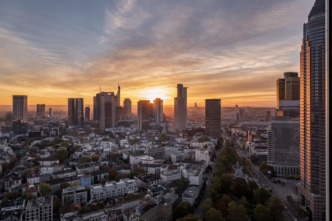 Frankfurt am Main Skyline View Sunrise