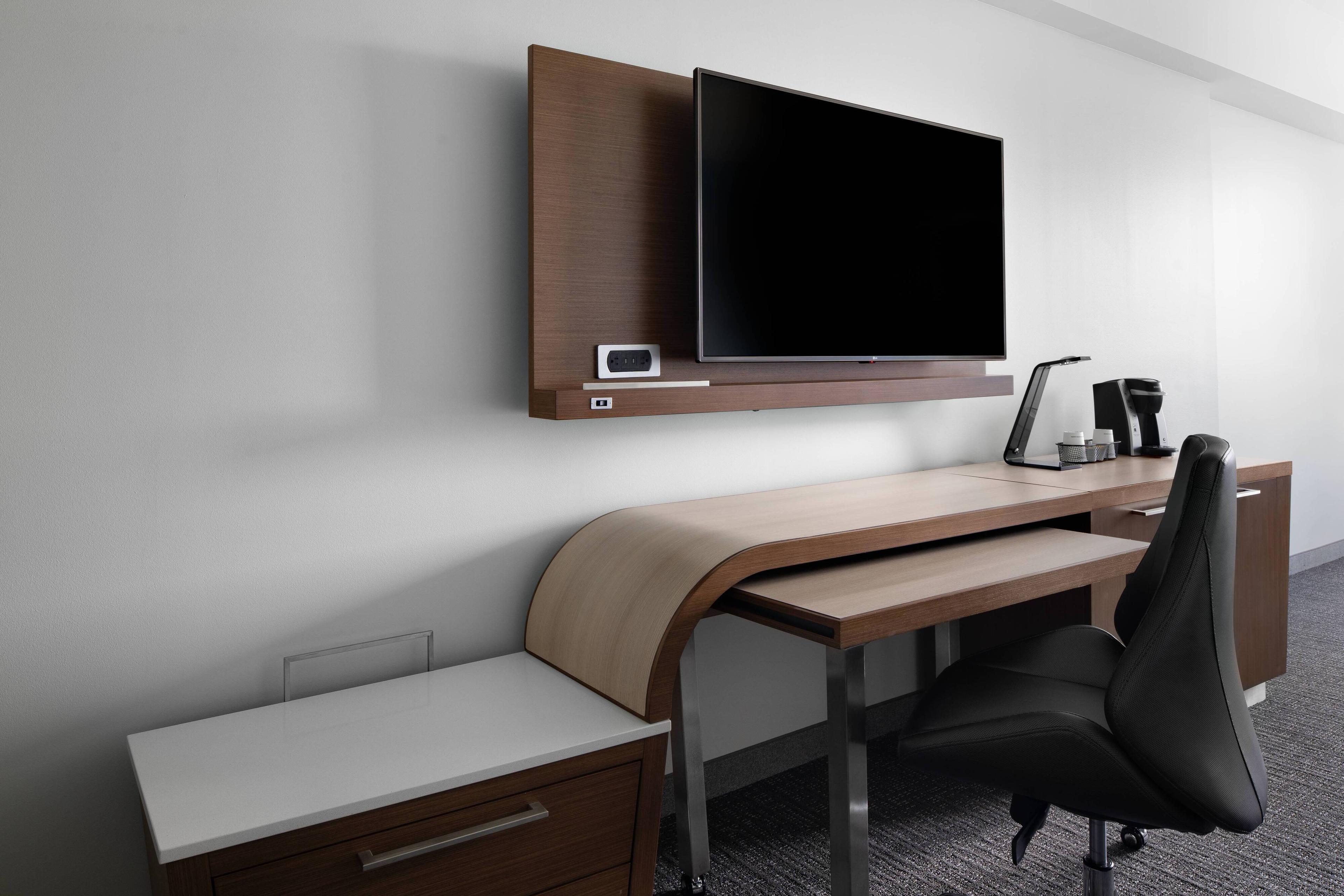 All of our rooms feature a 55 HDTV, works station with rolling desk, and Keurig coffee station, all the amenities to make you feel at home.