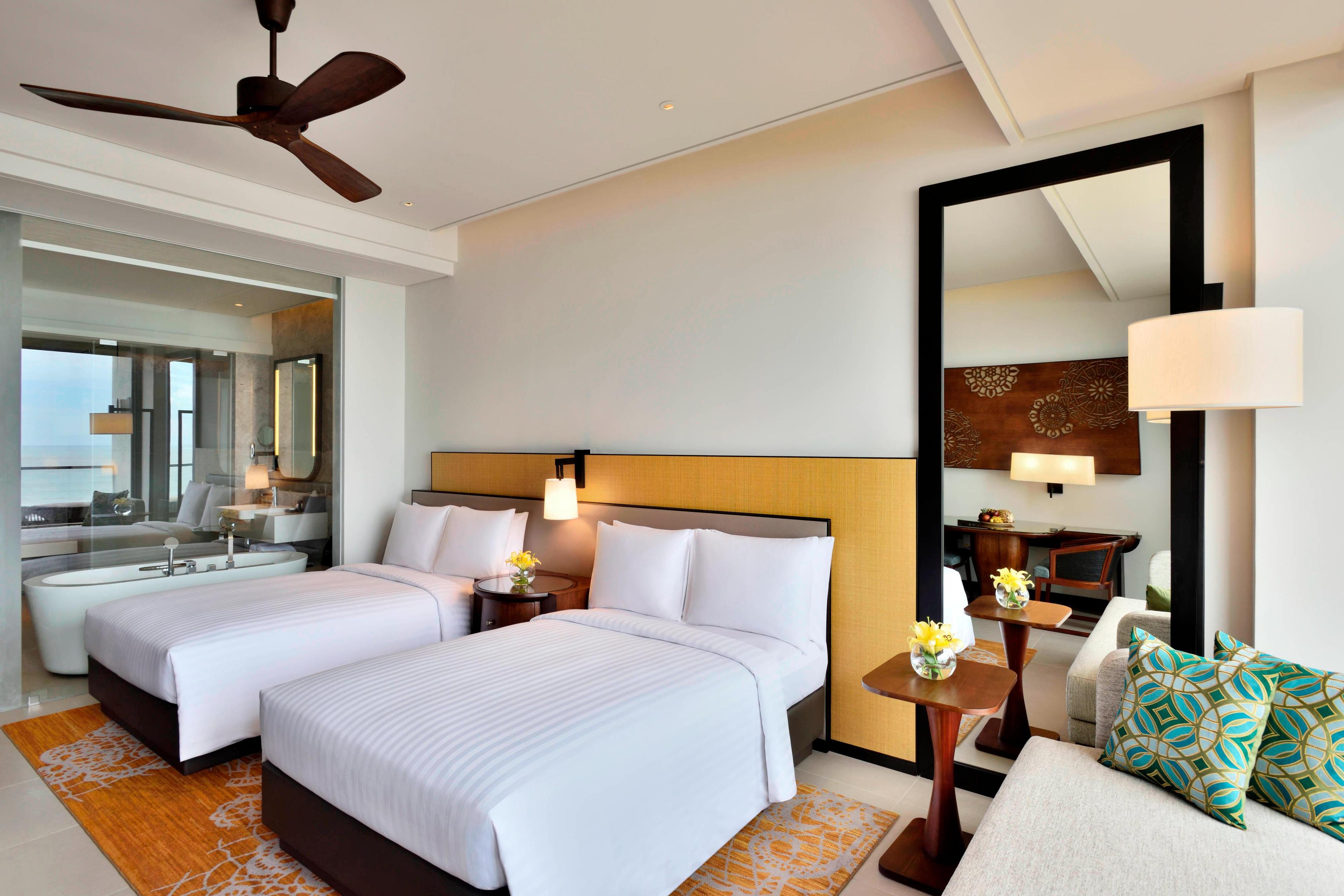 Showcasing two comfortable double beds, our guest room can fit up to four guests comfortably for a rejuvenating stay in Weligama Bay.