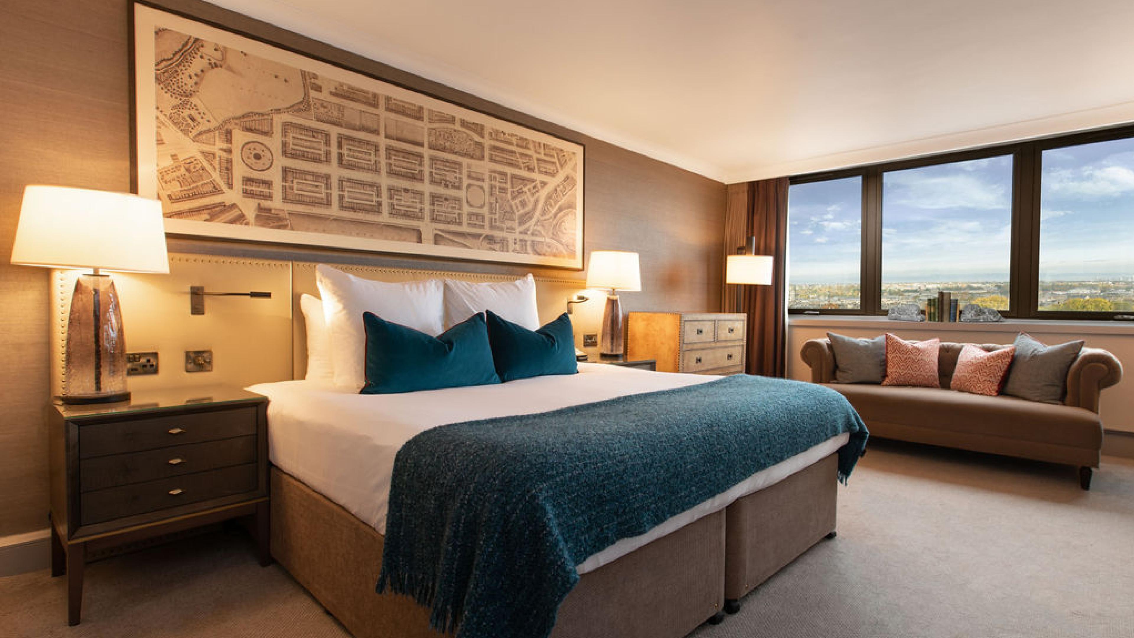 Enjoy views over Edinburgh down to the Forth from our rooms