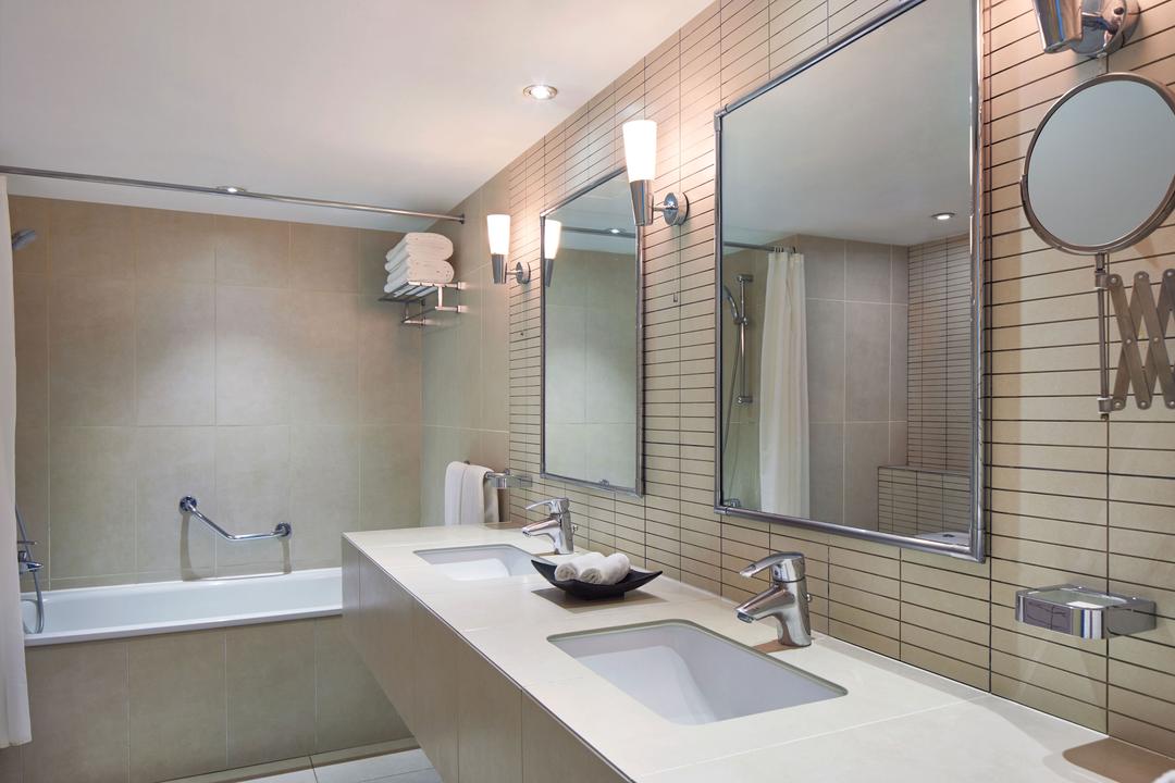 Our executive suite bathroom are designed with bath tab and all required bathroom amenities for your convenience