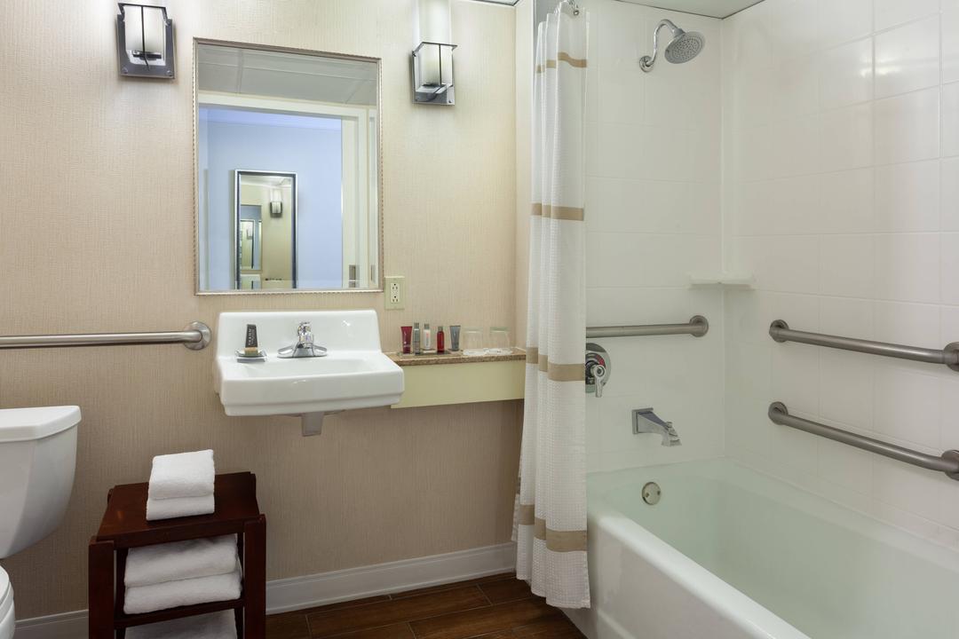Many of our accessible guest room bathrooms feature ADA compliant bathtubs with plenty of grab bars for safety and comfort.