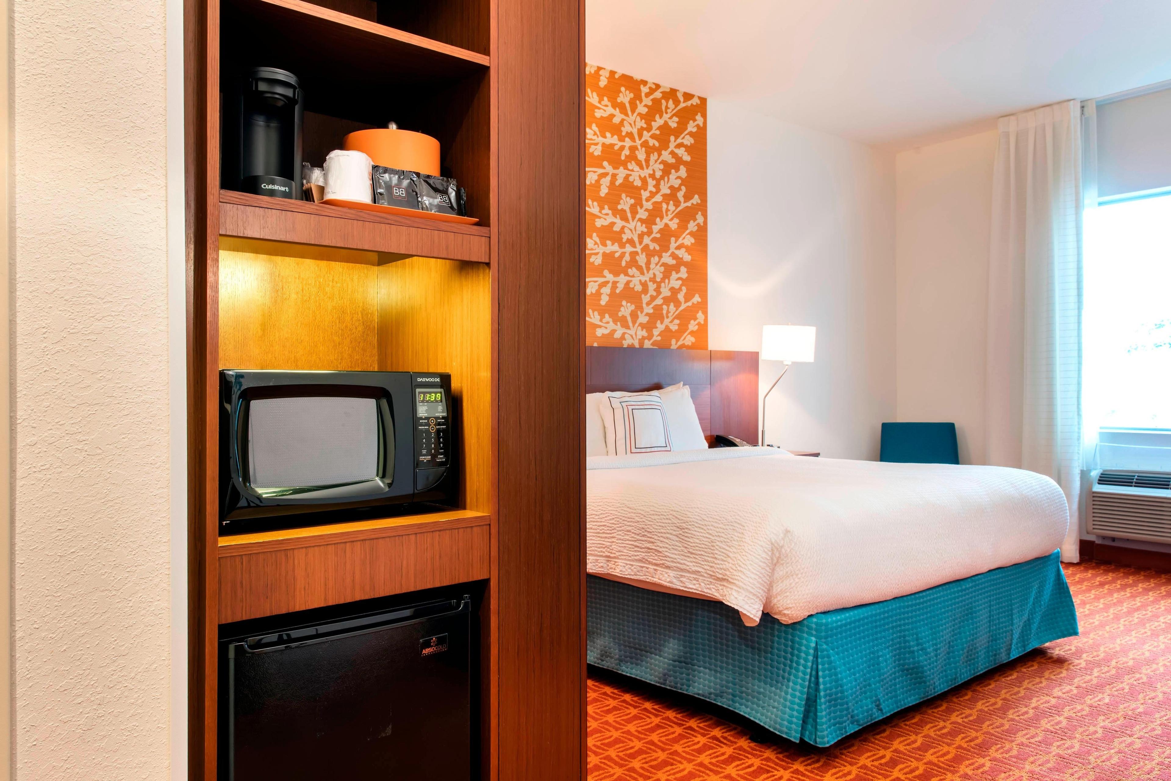 Feel right at home with our in-room mini-refrigerators, microwaves, coffee makers and luxury bedding.