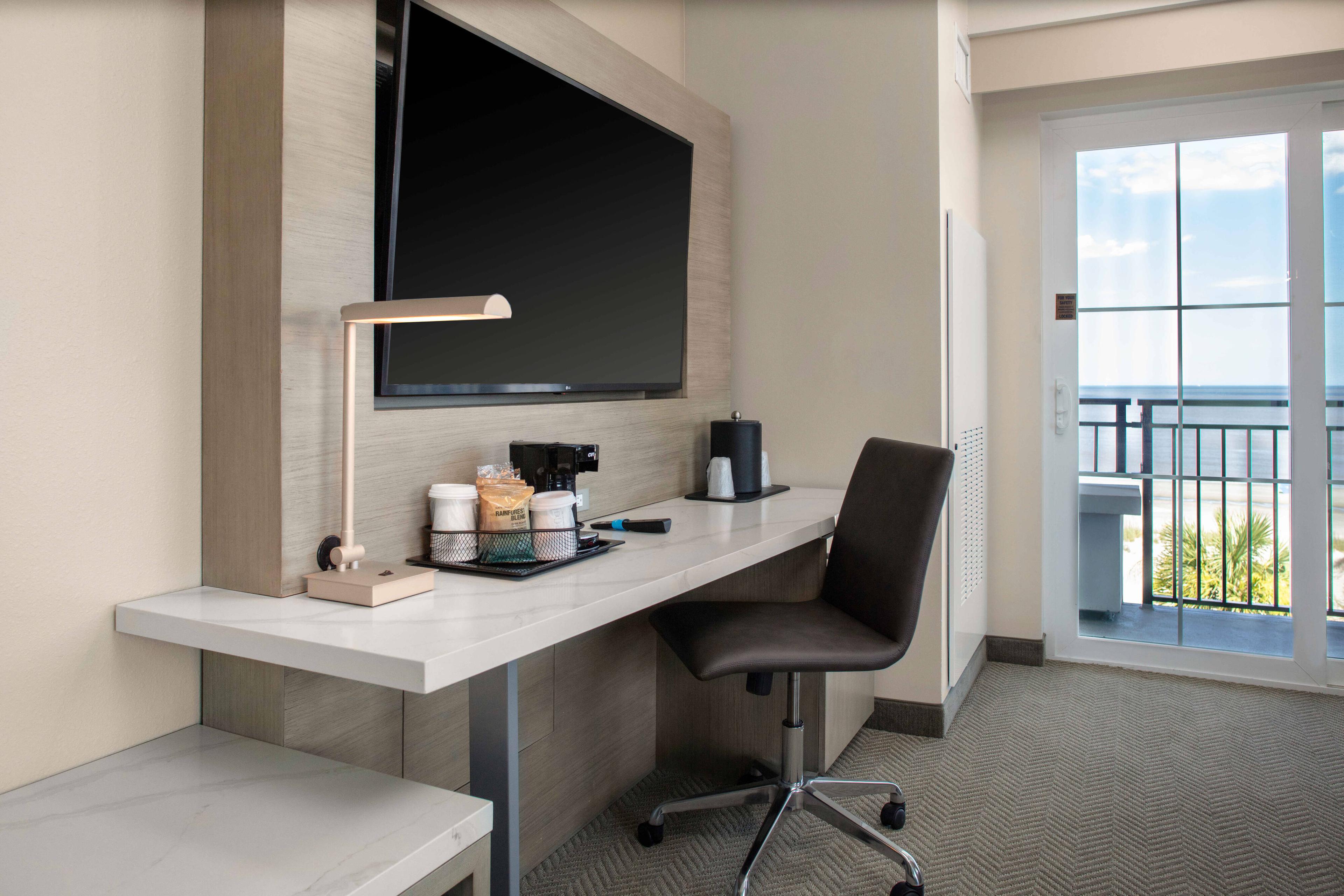 Enjoy the fantastic view while staying connected and working in comfort.