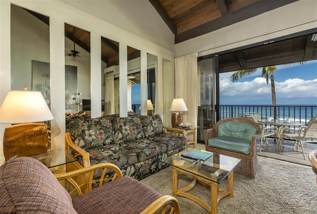 Aston at Papakea Resort - 1 Bedroom 1 Bath Ocean View Suite - Living Space