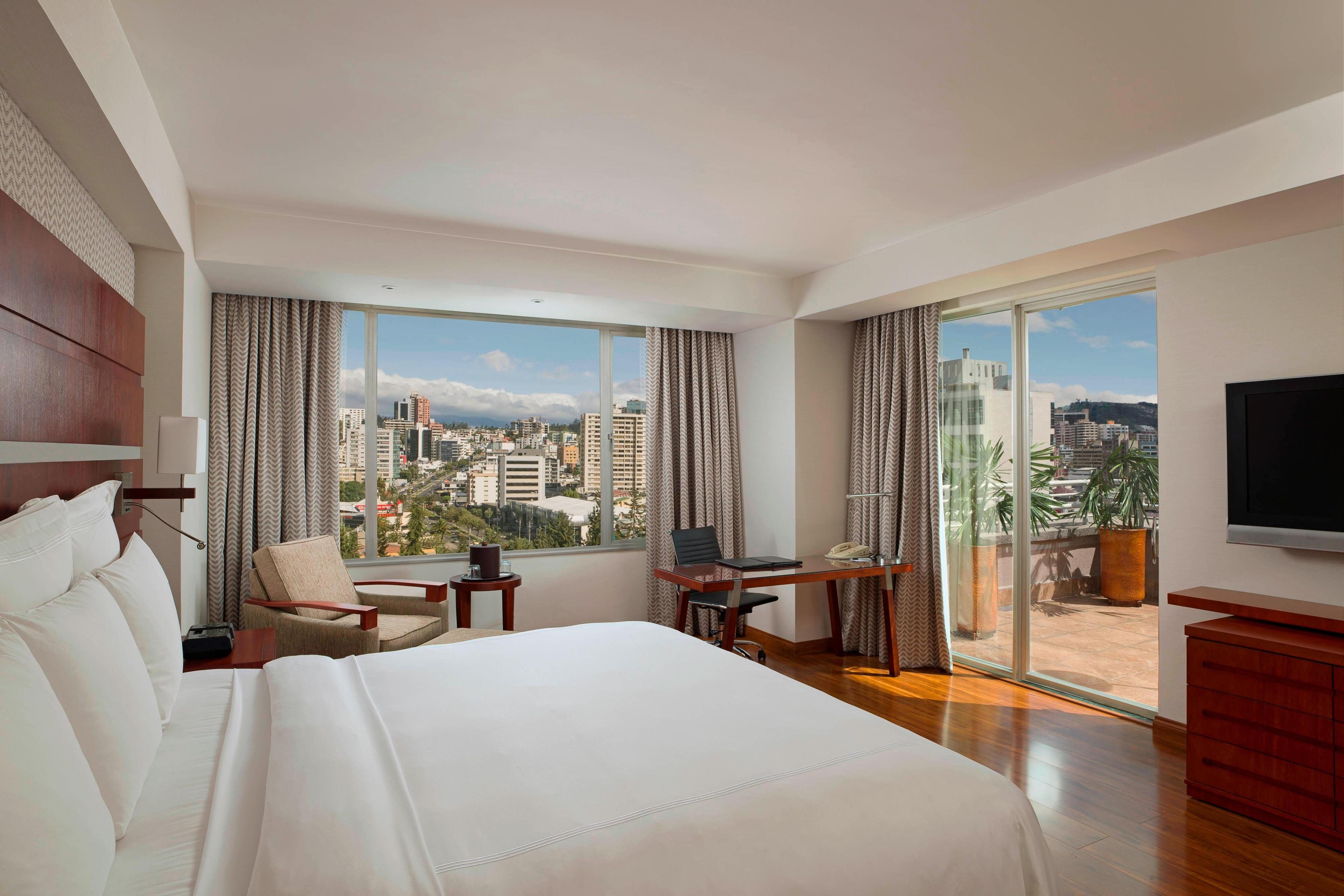 Take in captivating views of the Quito skyline when you step out onto our outdoor terraces. When hunger arises, order a meal with our 24-hour room service.