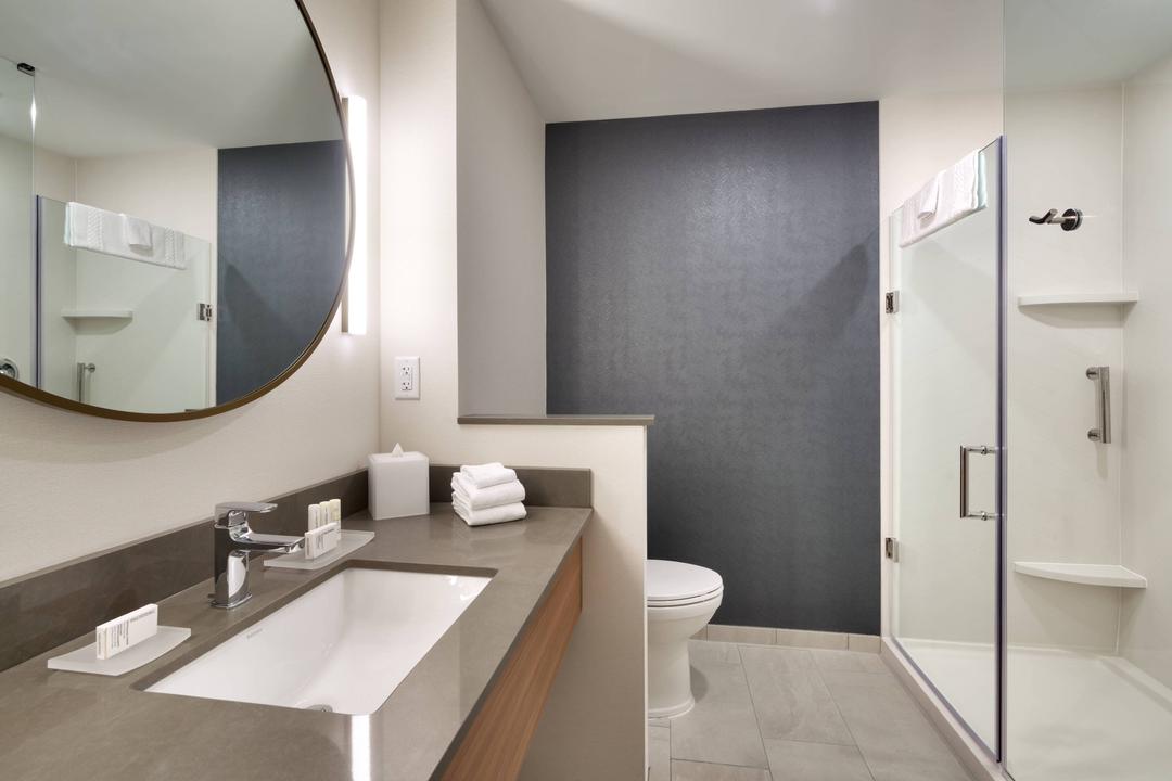 A majority of our rooms are equipped with full-sized glass-enclosed showers.