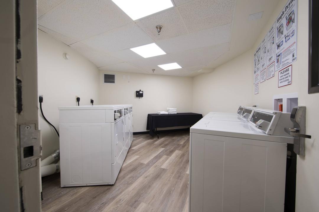Located on the 12th floor the laundry room is open 24 hours a day everyday.