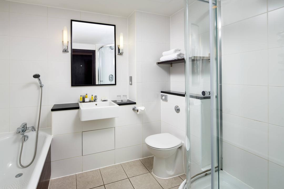 Our bathrooms have space for you to get clean and wash away the day