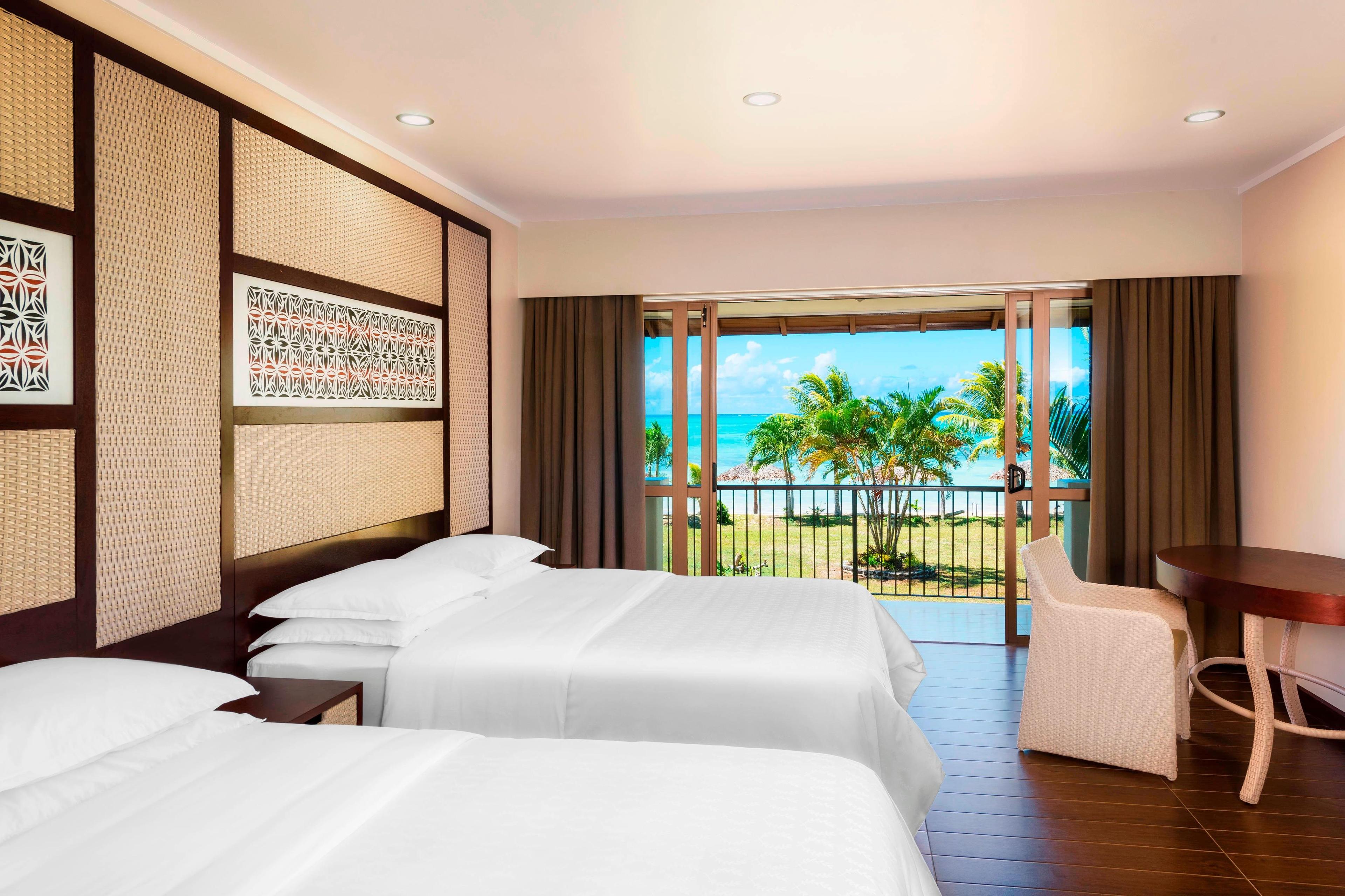 Equipped with the comfortable Sheraton Signature Sleep Experience®, our spacious Deluxe Ocean View Twin room provides a comfortable accommodation for multiple guests in Samoa.