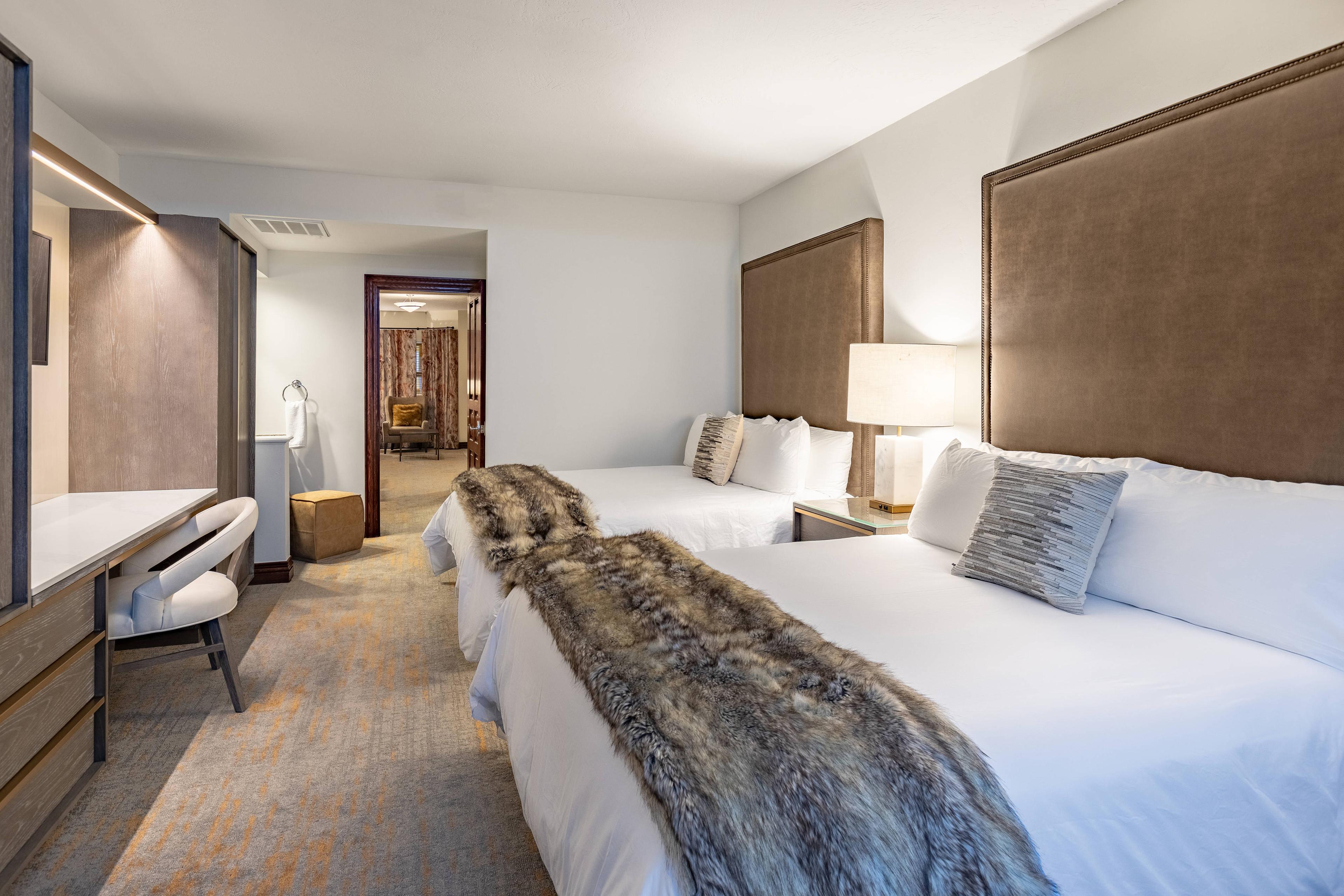You will experience plenty of privacy in our queen suite with two separate rooms, separating bedroom from living space. These spacious accommodations make it easy to travel and vacation as a group.