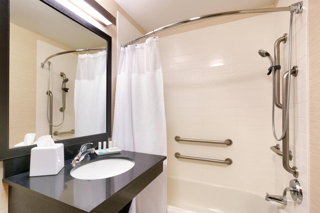 We do offer a select number of our rooms with Accessible Bathroom featuring extra space for maneuverability, along with an adjustable shower and grab bars.