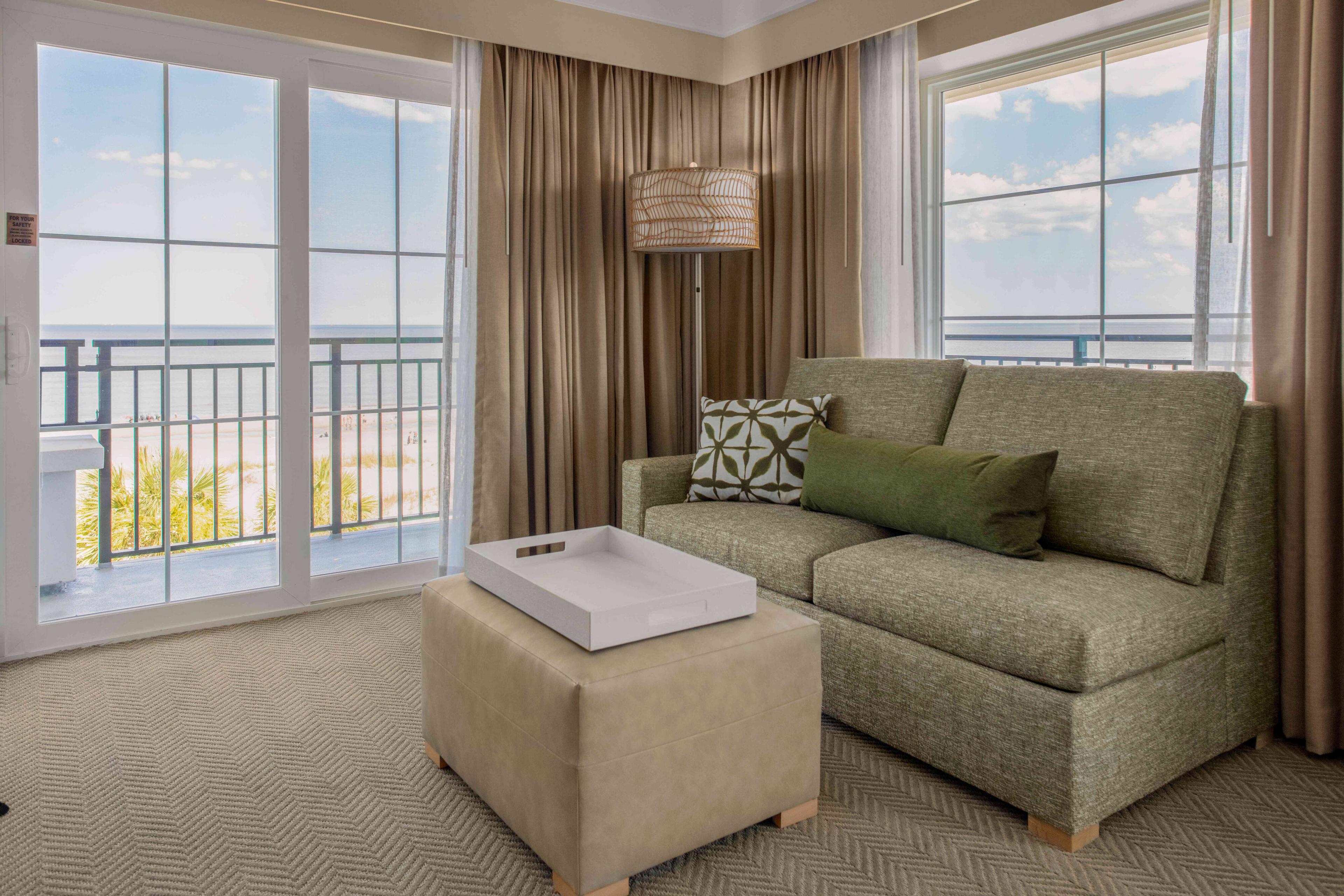 Our Premium Ocean Front King Guest Room offers a luxurious king bed and comfortable sitting Area.